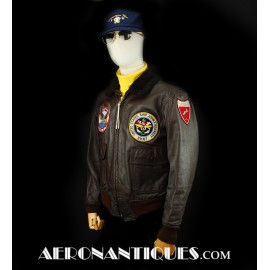 Navy pilot leather jacket deals