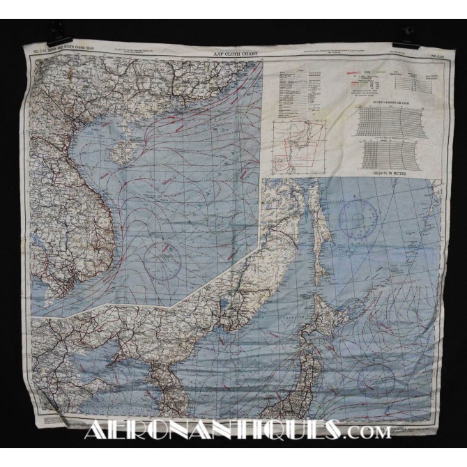 Escape Silk Chart Handkerchief Japan WWII