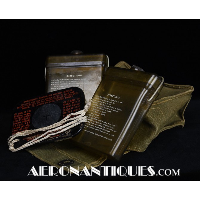 WWII USAAF E-17 Survival Kit Flasks Pouch & Mirror