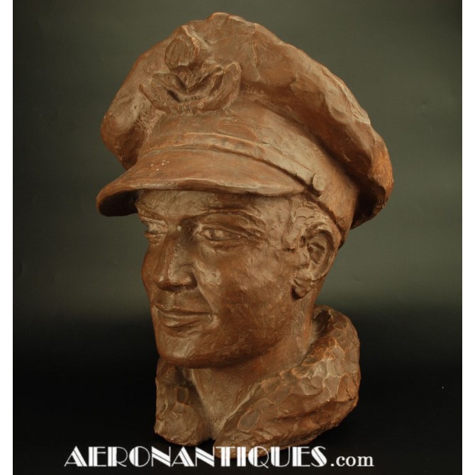 WWII RAF Pilot Sculpture Bust Battle of Britain
